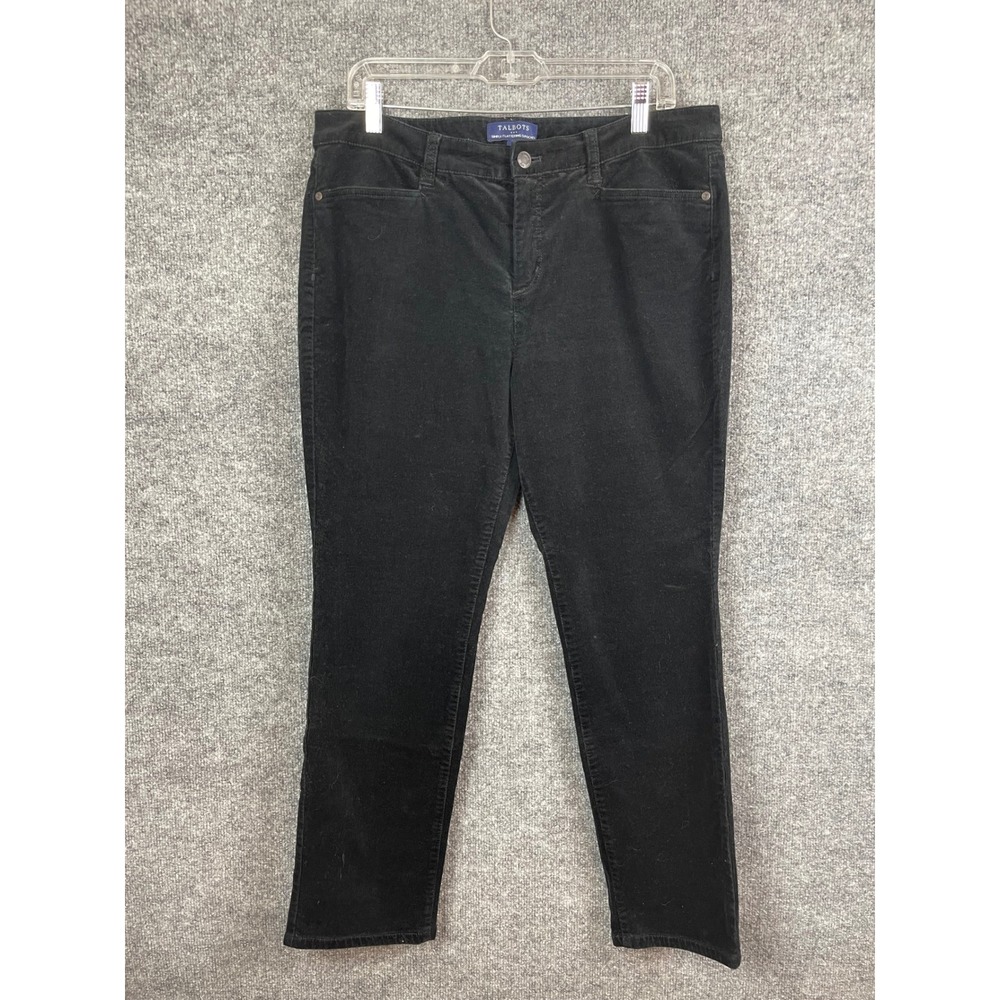 Talbots Corduroy‎ Pants Women's 14P Black Good Simply Flattering 5-Pocket